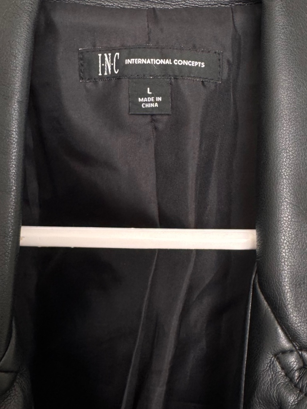 INC International Concepts Black Faux Leather Sequin Sleeve Moto Jacket L - Picture 3 of 3